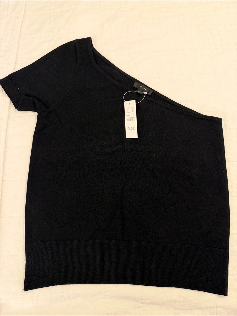 J crew Black One-Shoulder Short Sleeve Knit Top